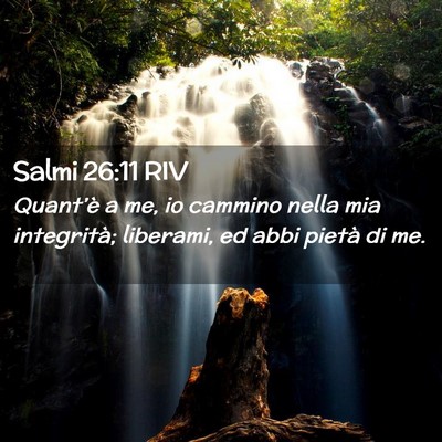 Picture 02 - Salmi 26:11 RIV - Quant’è a me, io cammino nella mia integrità; - Bible Verse Picture