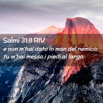 Picture 02 - Salmi 31:8 RIV - e non m’hai dato in man del nemico; tu m’hai - Bible Verse Picture