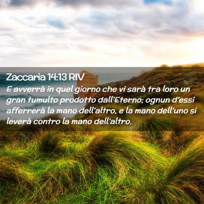 Picture 02 - Zaccaria 14:13 RIV - E avverrà in quel giorno che vi sarà tra loro - Bible Verse Picture