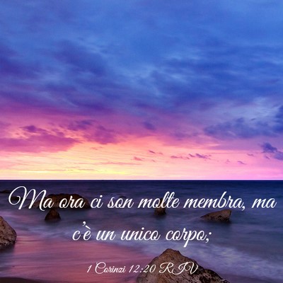Picture 03 - 1 Corinzi 12:20 RIV - Ma ora ci son molte membra, ma c’è un unico - Bible Verse Picture
