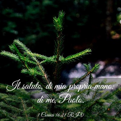 Picture 03 - 1 Corinzi 16:21 RIV - Il saluto, di mia propria mano: di me, - Bible Verse Picture