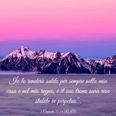 Picture 03 - 1 Cronache 17:14 RIV - Io lo renderò saldo per sempre nella mia casa e - Bible Verse Picture