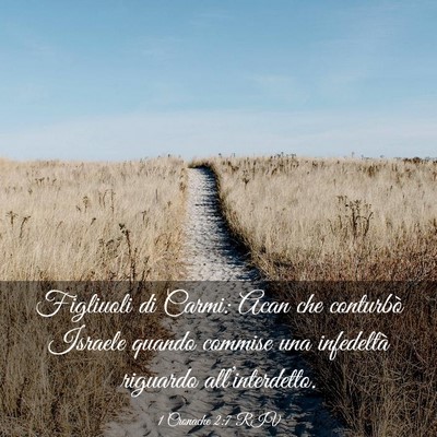 Picture 03 - 1 Cronache 2:7 RIV - Figliuoli di Carmi: Acan che conturbò Israele - Bible Verse Picture