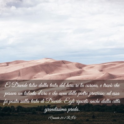 Picture 03 - 1 Cronache 20:2 RIV - E Davide tolse dalla testa del loro re la corona, - Bible Verse Picture