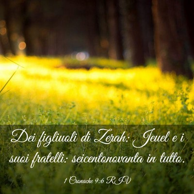 Picture 03 - 1 Cronache 9:6 RIV - Dei figliuoli di Zerah: Jeuel e i suoi fratelli: - Bible Verse Picture