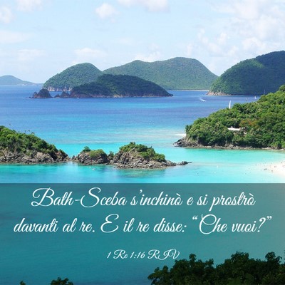Picture 03 - 1 Re 1:16 RIV - Bath-Sceba s’inchinò e si prostrò davanti al - Bible Verse Picture