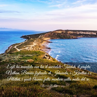 Picture 03 - 1 Re 1:44 RIV - Egli ha mandato con lui il sacerdote Tsadok, il - Bible Verse Picture