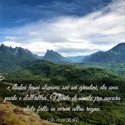 Picture 03 - 1 Re 10:20 RIV - e dodici leoni stavano sui sei gradini, da una - Bible Verse Picture