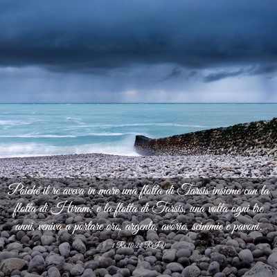 Picture 03 - 1 Re 10:22 RIV - Poiché il re aveva in mare una flotta di Tarsis - Bible Verse Picture