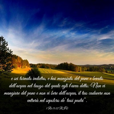Picture 03 - 1 Re 13:22 RIV - e sei tornato indietro, e hai mangiato del pane e - Bible Verse Picture