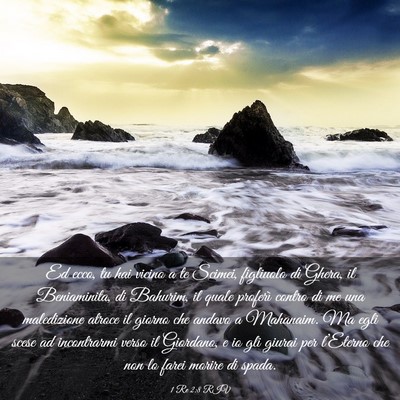 Picture 03 - 1 Re 2:8 RIV - Ed ecco, tu hai vicino a te Scimei, figliuolo di - Bible Verse Picture