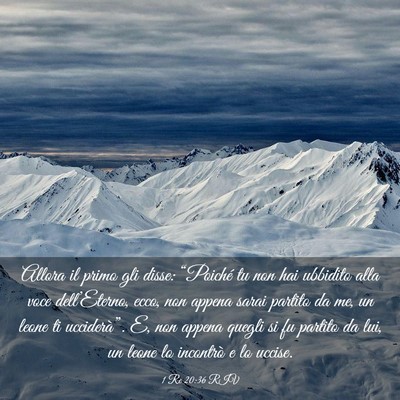 Picture 03 - 1 Re 20:36 RIV - Allora il primo gli disse: “Poiché tu non hai - Bible Verse Picture