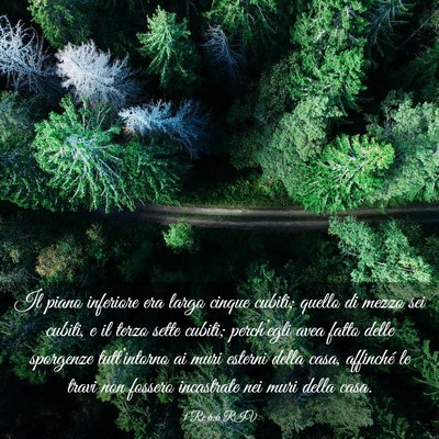 Picture 03 - 1 Re 6:6 RIV - Il piano inferiore era largo cinque cubiti; - Bible Verse Picture