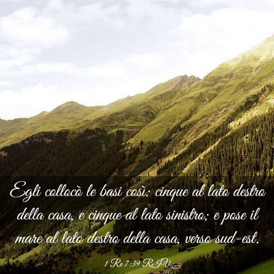 Picture 03 - 1 Re 7:39 RIV - Egli collocò le basi così: cinque al lato - Bible Verse Picture