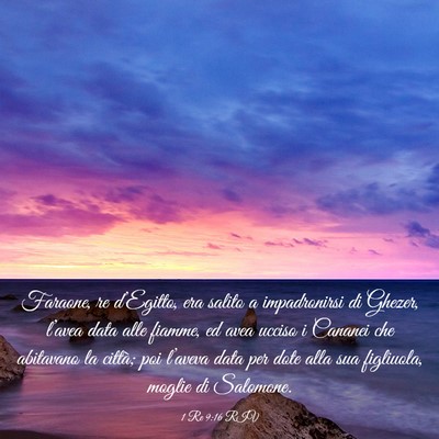 Picture 03 - 1 Re 9:16 RIV - Faraone, re d’Egitto, era salito a impadronirsi - Bible Verse Picture