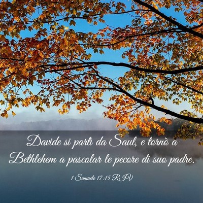 Picture 03 - 1 Samuele 17:15 RIV - Davide si partì da Saul, e tornò a Bethlehem a - Bible Verse Picture