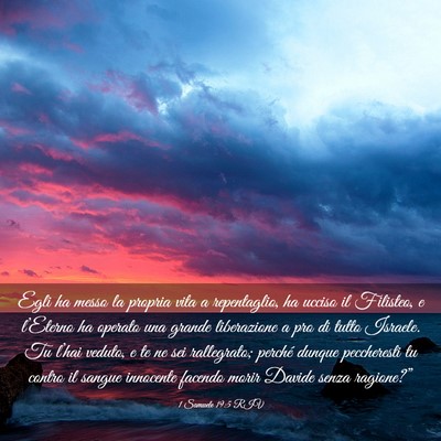 Picture 03 - 1 Samuele 19:5 RIV - Egli ha messo la propria vita a repentaglio, ha - Bible Verse Picture
