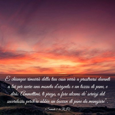 Picture 03 - 1 Samuele 2:36 RIV - E chiunque rimarrà della tua casa verrà a - Bible Verse Picture