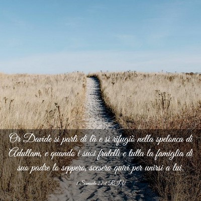 Picture 03 - 1 Samuele 22:1 RIV - Or Davide si partì di là e si rifugiò nella - Bible Verse Picture