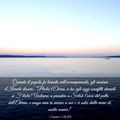 Picture 03 - 1 Samuele 4:3 RIV - Quando il popolo fu tornato nell’accampamento, - Bible Verse Picture