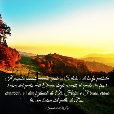 Picture 03 - 1 Samuele 4:4 RIV - Il popolo quindi mandò gente a Sciloh, e di la - Bible Verse Picture