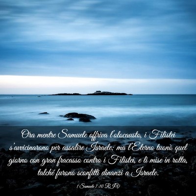 Picture 03 - 1 Samuele 7:10 RIV - Ora mentre Samuele offriva l’olocausto, i - Bible Verse Picture