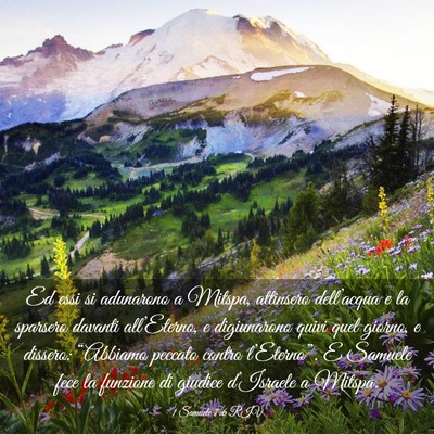 Picture 03 - 1 Samuele 7:6 RIV - Ed essi si adunarono a Mitspa, attinsero - Bible Verse Picture