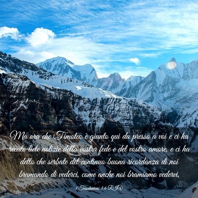 Picture 03 - 1 Tessalonicesi 3:6 RIV - Ma ora che Timoteo è giunto qui da presso a voi - Bible Verse Picture