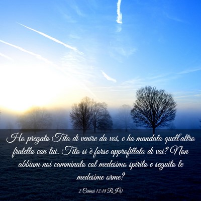 Picture 03 - 2 Corinzi 12:18 RIV - Ho pregato Tito di venire da voi, e ho mandato - Bible Verse Picture