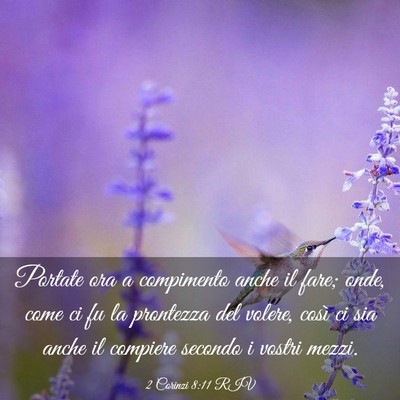 Picture 03 - 2 Corinzi 8:11 RIV - Portate ora a compimento anche il fare; onde, - Bible Verse Picture