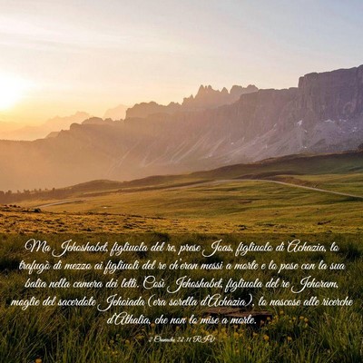 Picture 03 - 2 Cronache 22:11 RIV - Ma Jehoshabet, figliuola del re, prese Joas, - Bible Verse Picture