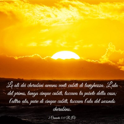 Picture 03 - 2 Cronache 3:11 RIV - Le ali dei cherubini aveano venti cubiti di - Bible Verse Picture
