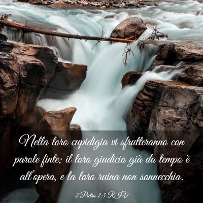 Picture 03 - 2 Pietro 2:3 RIV - Nella loro cupidigia vi sfrutteranno con parole - Bible Verse Picture