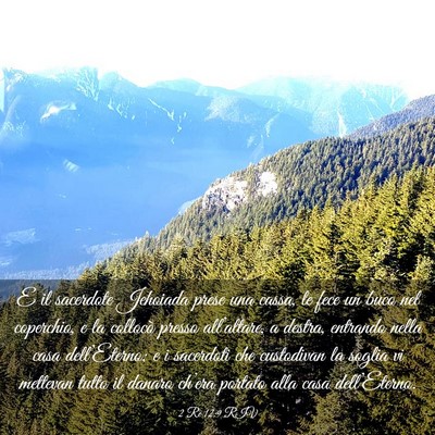 Picture 03 - 2 Re 12:9 RIV - E il sacerdote Jehoiada prese una cassa, le fece - Bible Verse Picture