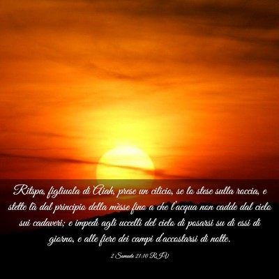 Picture 03 - 2 Samuele 21:10 RIV - Ritspa, figliuola di Aiah, prese un cilicio, se - Bible Verse Picture