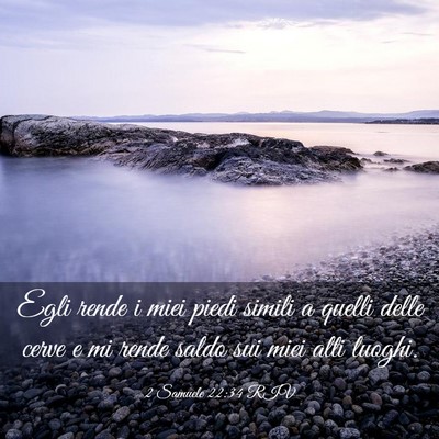 Picture 03 - 2 Samuele 22:34 RIV - Egli rende i miei piedi simili a quelli delle - Bible Verse Picture