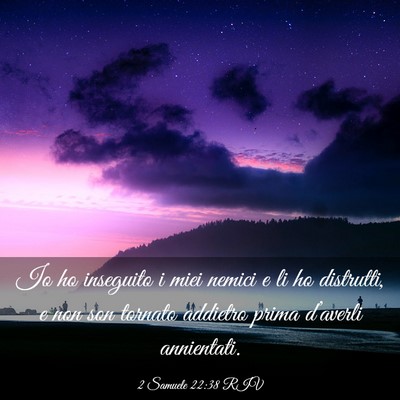 Picture 03 - 2 Samuele 22:38 RIV - Io ho inseguito i miei nemici e li ho distrutti, - Bible Verse Picture