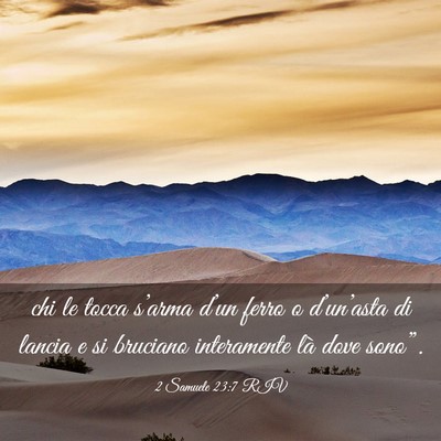 Picture 03 - 2 Samuele 23:7 RIV - chi le tocca s’arma d’un ferro o - Bible Verse Picture