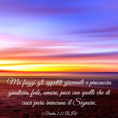 Picture 03 - 2 Timoteo 2:22 RIV - Ma fuggi gli appetiti giovanili e procaccia - Bible Verse Picture