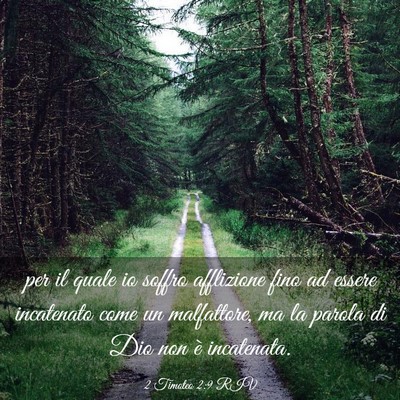 Picture 03 - 2 Timoteo 2:9 RIV - per il quale io soffro afflizione fino ad essere - Bible Verse Picture