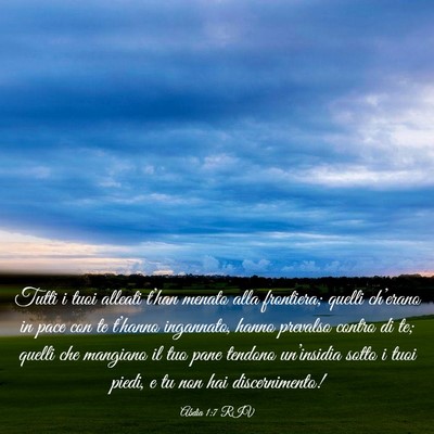 Picture 03 - Abdia 1:7 RIV - Tutti i tuoi alleati t’han menato alla - Bible Verse Picture