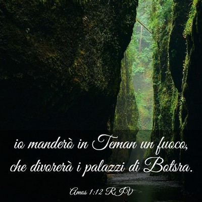 Picture 03 - Amos 1:12 RIV - io manderò in Teman un fuoco, che divorerà i - Bible Verse Picture