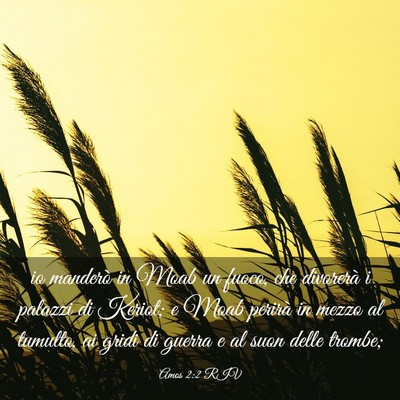 Picture 03 - Amos 2:2 RIV - io manderò in Moab un fuoco, che divorerà i - Bible Verse Picture