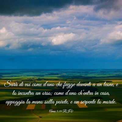 Picture 03 - Amos 5:19 RIV - Sarà di voi come d’uno che fugge davanti a un - Bible Verse Picture