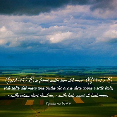 Picture 03 - Apocalisse 13:1 RIV - (G12-18) E si fermò sulla riva del mare. (G13-1) - Bible Verse Picture