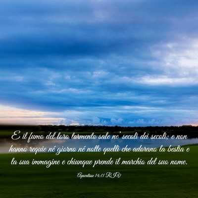 Picture 03 - Apocalisse 14:11 RIV - E il fumo del loro tormento sale ne’ secoli dei - Bible Verse Picture