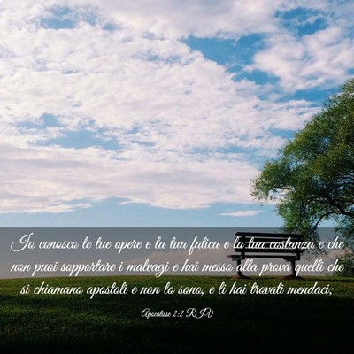 Picture 03 - Apocalisse 2:2 RIV - Io conosco le tue opere e la tua fatica e la tua - Bible Verse Picture