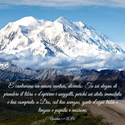 Picture 03 - Apocalisse 5:9 RIV - E cantavano un nuovo cantico, dicendo: Tu sei - Bible Verse Picture