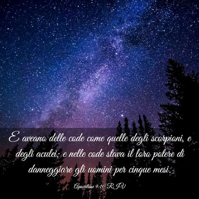 Picture 03 - Apocalisse 9:10 RIV - E aveano delle code come quelle degli scorpioni, - Bible Verse Picture