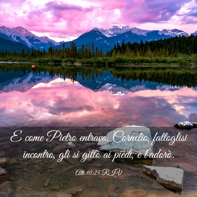 Picture 03 - Atti 10:25 RIV - E come Pietro entrava, Cornelio, fattoglisi - Bible Verse Picture